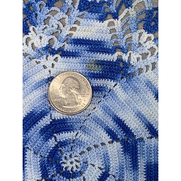 Handmade Crochet Doilies Set Of 2 - Blue & White - Lace Table Decor - Vintage Ho - Picture 6 of 12